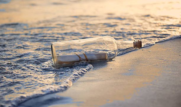Brief in een fles zoekend naar contact